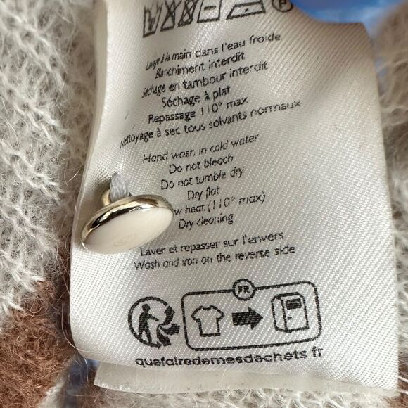 La Maille Sezane Medium Barry Knit Mohair Alpaca Blend Striped Cardigan - Picture 7 of 8